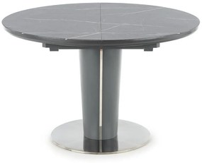 Asztal Houston 958Szürke márvány, Sötétszürke, 76cm, Hosszabbíthatóság, Edzett üveg, Fém