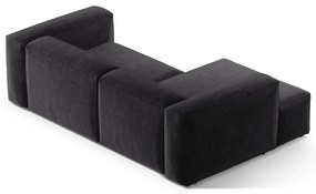 Sötétszürke kordbársony sarokkanapé (bal oldali-heverő résszel) Bergano – Cosmopolitan Design