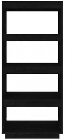 fekete tömör fenyőfa könyvszekrény/térelválasztó 60x35x135 cm