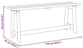 Kültéri Pad 119x35x47 cm Tömör Fenyőfa
