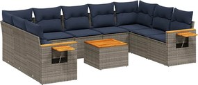 vidaXL 10 részes szürke polyrattan kerti ülőgarnitúra párnával