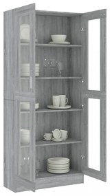 szürke sonoma szerelt fa vitrinszekrény 82,5x30,5x185,5 cm