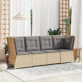 Bézs polyrattan kerti sarokkanapé párnával