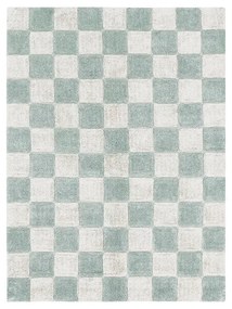 Világoskék-krémszínű mosható kézi szövésű pamut szőnyeg 120x160 cm Kitchen Tiles Blue Sage – Lorena Canals