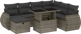 vidaXL 8 részes szürke polyrattan kerti ülőgarnitúra párnákkal