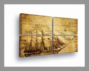 Vászonkép 120x80 Régi térkép vitorlás hajó tengeri utazás kaland vintage