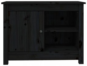 fekete tömör fenyőfa TV-szekrény 70 x 36,5 x 52 cm