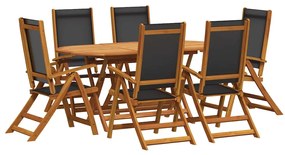 vidaXL 7 darabos tömör akácfa kültéri étkezőszett