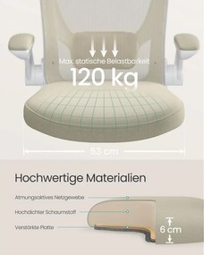 SONGMICS Ergonomikus irodai szék zabpehely-bézs színben