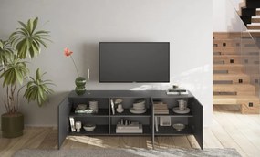 SNAKE háromajtós komód, antracitszürke testet és antracitszürke, díszített mintázatú előlapokkal