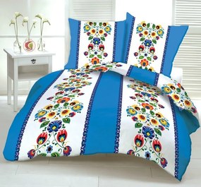 FOLK BLUE pamut ágynemű DeLuxe Ágynemű mérete: 140x200 cm, A csomag tartalma: Készletcsomagolás