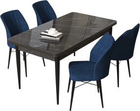 Arp étkezőgarnitúra, fekete márvány-tengerészkék, 110 cm