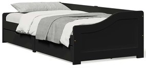 Napozóágy 2 fiókkal matrac nélkül IRUN Fekete 90x200 cm