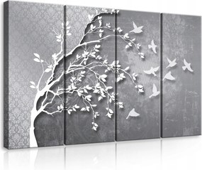 Vászonkép 120x80 moduláris fa madarak repülés szabadság természet ősz tél