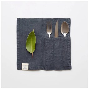 Len evőeszköztartó zseb 2 db-os 23x23 cm Dark Grey – Linen Tales