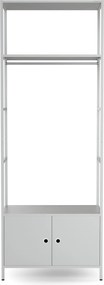 Irodai polc nyitott ruhaakasztó rúddal, recepcióra és váróterembe, fém, szürke, 800x2200x400 mm: ARIEL