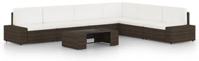 vidaXL 7 részes barna polyrattan kerti ülőgarnitúra párnákkal