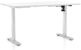 OfficeTech A állítható magasságú asztal, 140 x 80 cm, fehér alap, fehér