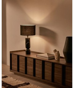 Fekete márvány asztali lámpa textil búrával (magasság 57 cm) Vex – Kave Home