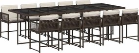 vidaXL 11 részes barna polyrattan kerti ülőgarnitúra párnákkal