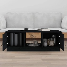 Fekete tömör fenyőfa dohányzóasztal 100 x 100 x 40 cm