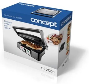 Concept ge2005 - Kontakt grill 1500W/230V rozsdamentes/fekete