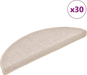 vidaXL 30 db lépcsőszőnyeg 56 x 17 x 3 cm bézs félkör alakú