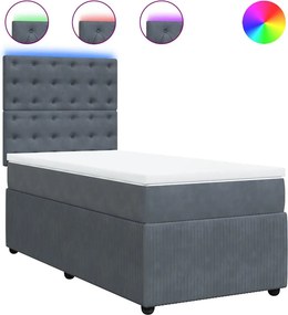 vidaXL sötétszürke bársony rugós ágy matraccal 100 x 200 cm
