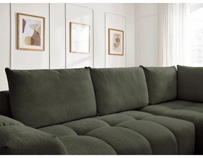 Zöld zsenília kinyitható-tárolóhelyes sarokkanapé (jobb oldali-L alakú) Everest – Bobochic Paris