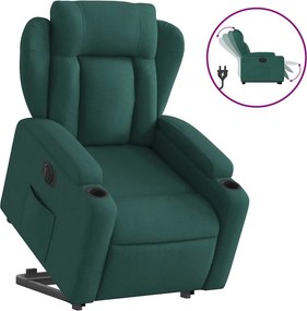 vidaXL elektromos felállást segítő sötétzöld szövet dönthető fotel