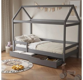 Gyerek emeletes ágy 90 cm Nortena (szürke) (ágyráccsal)  (tárolóhellyel). 1116425