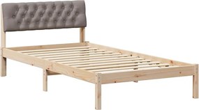 vidaXL Ágykeret fejtámlával Barna és taupe 100 x 200 cm Tömör fenyőfa