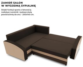 Grande sarokkanapé polcokkal , polc a jobb karfaban, baloldali, szövet anyag, hab töltet, barna