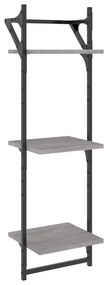 2 db 3 szintes szürke sonoma fali polc rúddal 30 x 25 x 100 cm