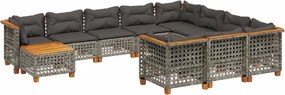 vidaXL 11 részes szürke polyrattan kerti ülőgarnitúra párnákkal