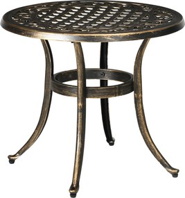 Outsunny kerek kültéri kisasztal, öntött alumínium váz, Ø60 x H52,5 cm, 60 kg teherbírás — Bronz | Aosom