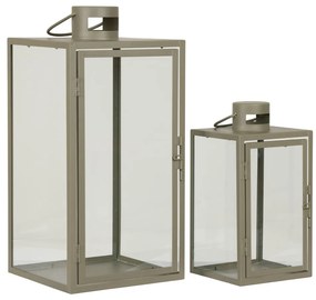 Korfu dekorációs lámpások, fém/üveg, zöld, 2 darabos készlet