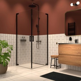 Sealskin INC zuhanykabin 98x98 cm négyzet fekete matt/átlátszó üveg XI161006195100