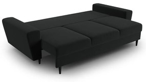 Fekete bársony kinyitható tárolóhelyes kanapé 235 cm Kyoto – Cosmopolitan Design