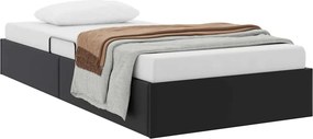 vidaXL Tárolós Ágy fejtámlával tárolóval Fekete 90 x 190 cm Műbőr