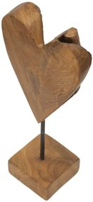 Szívszobor teak 15x10x35cm