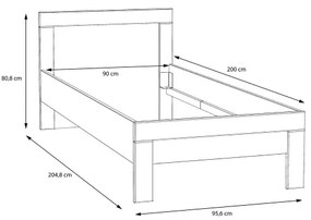 SNOWIE fehér egyszemélyes ágy 90x200 cm