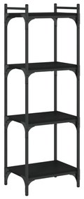4 szintes fekete szerelt fa könyvespolc 40 x 30 x 120 cm