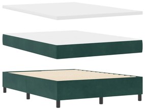 Boxspring Ágy Mattal - Sötét Zöld, 140x200 cm, Bársony