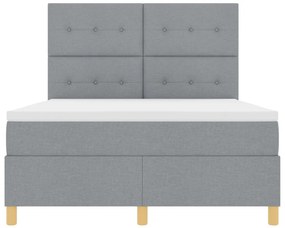 Boxspring Ágy Matrac és LED Fénnyel Szürke 140x200 cm Szövet