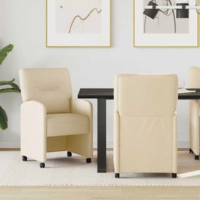 Kerekes Étkező Székek 2 pcs Krém 57 x 67 x 95 cm szövet