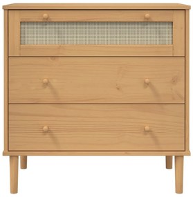 SENJA barna rattan hatású tömör fenyőfa komód 80 x 40 x 80 cm