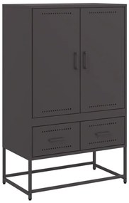 fekete acél magasszekrény 68x39x111,5 cm