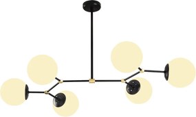 Damar 6321 fekete-fehér vas és üveg függőlámpa, 100 x 52 cm, 6 izzós