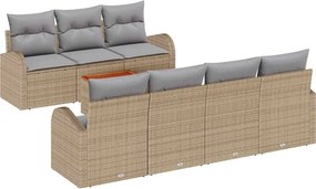 vidaXL Kerti Kanapé Szett párnával 8 pcs Bézs polirattan